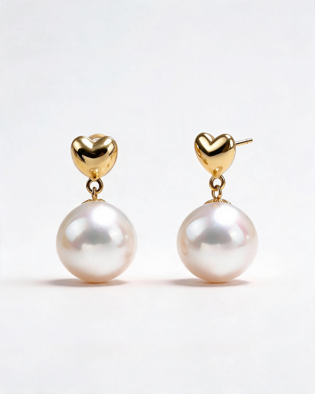 Laure Gold Heart Pearl Drop Earrings