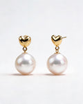 Laure Gold Heart Pearl Drop Earrings