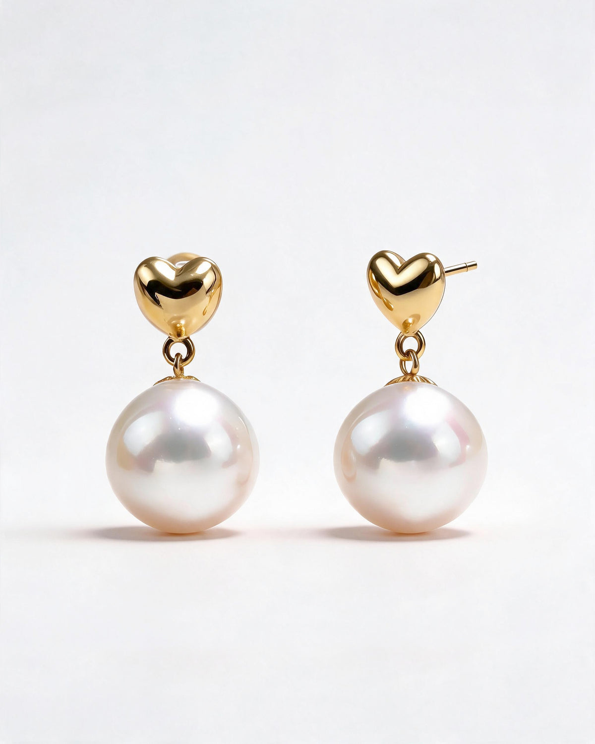 Laure Gold Heart Pearl Drop Earrings