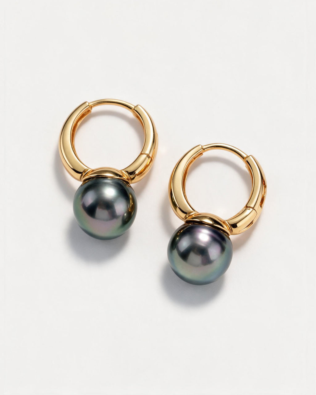 Lucile Tahitian Black Pearl Hoop Earrings