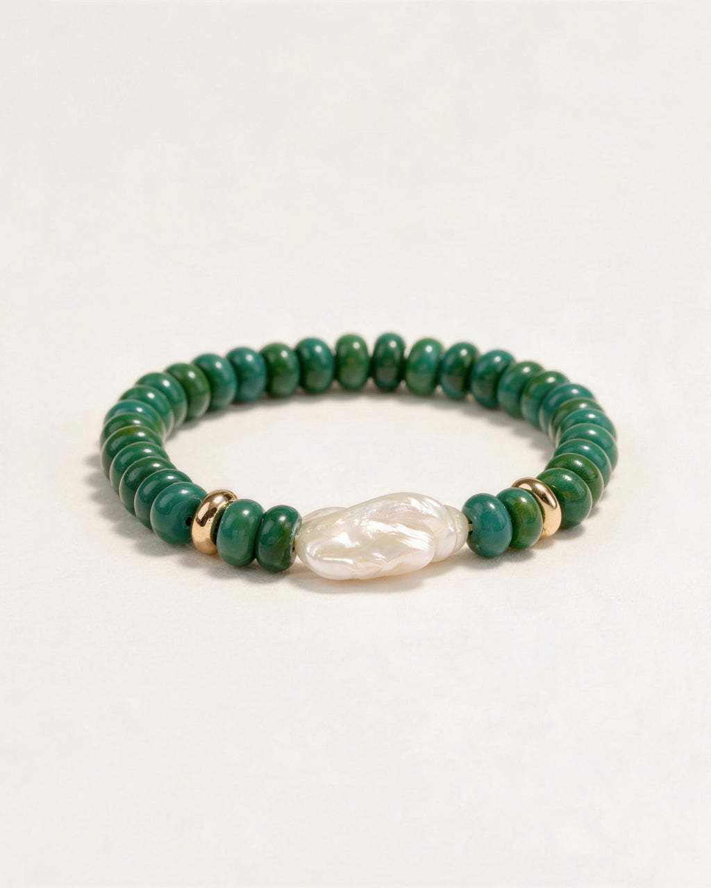 Anne Baroque Pearl × Natural Malachite Bracelet