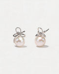 Gisèle Silver Bow Natural Pearl Stud Earrings