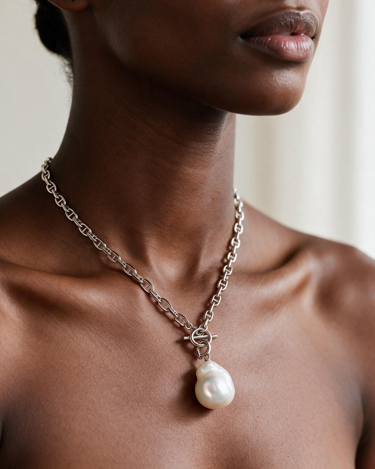Agathe Baroque Pearl Toggle Necklace