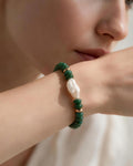 Anne Baroque Pearl × Natural Malachite Bracelet