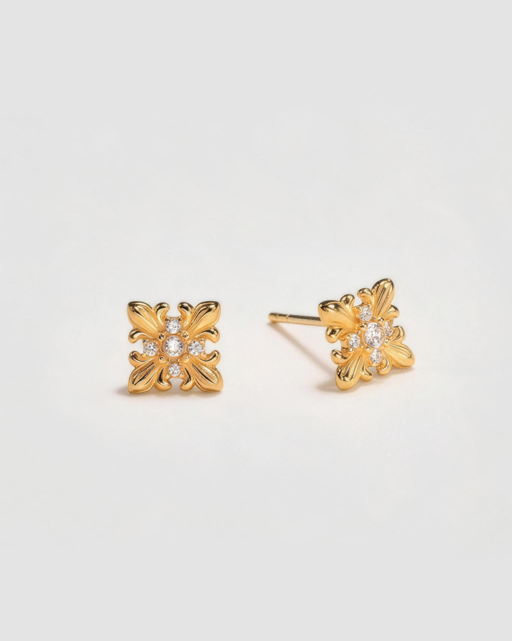 Liliane Vintage Floral Cubic Zirconia Stud Earrings