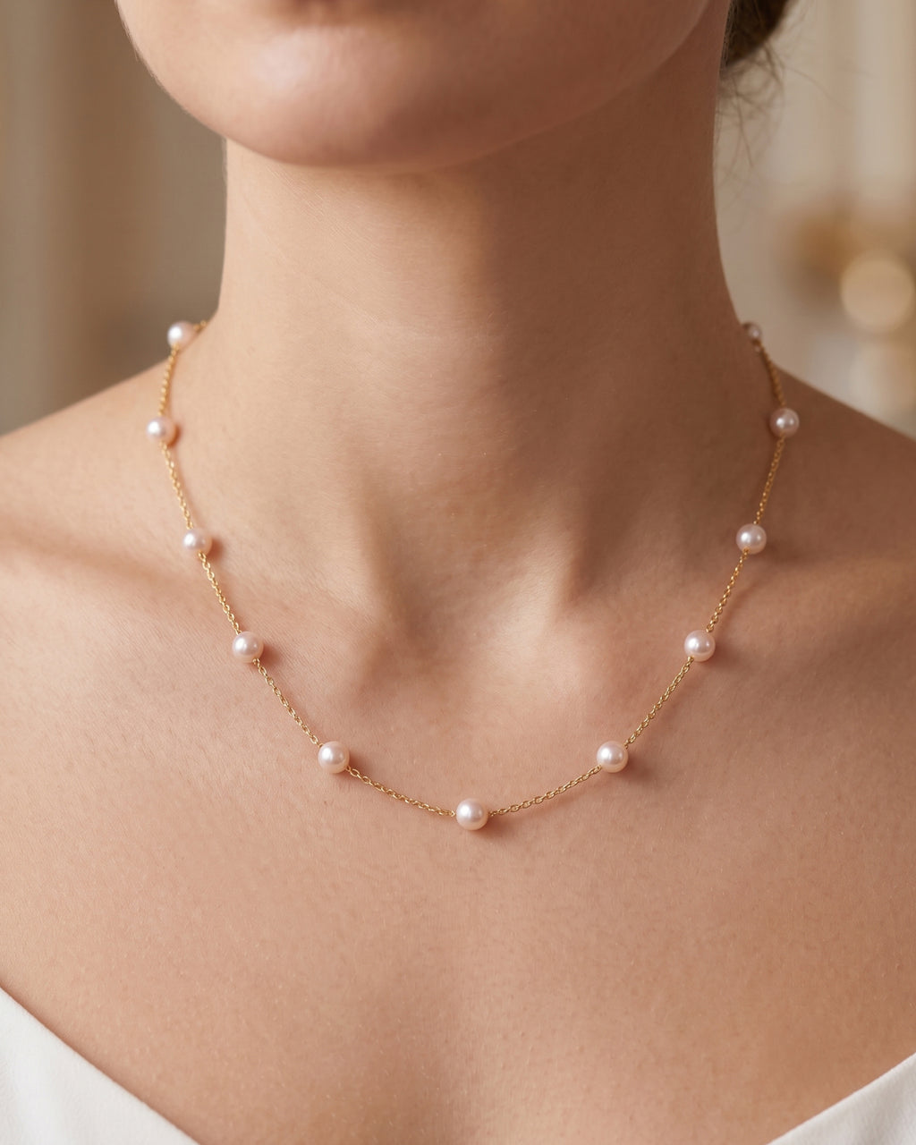 Théa Natural Pearl Station Necklace