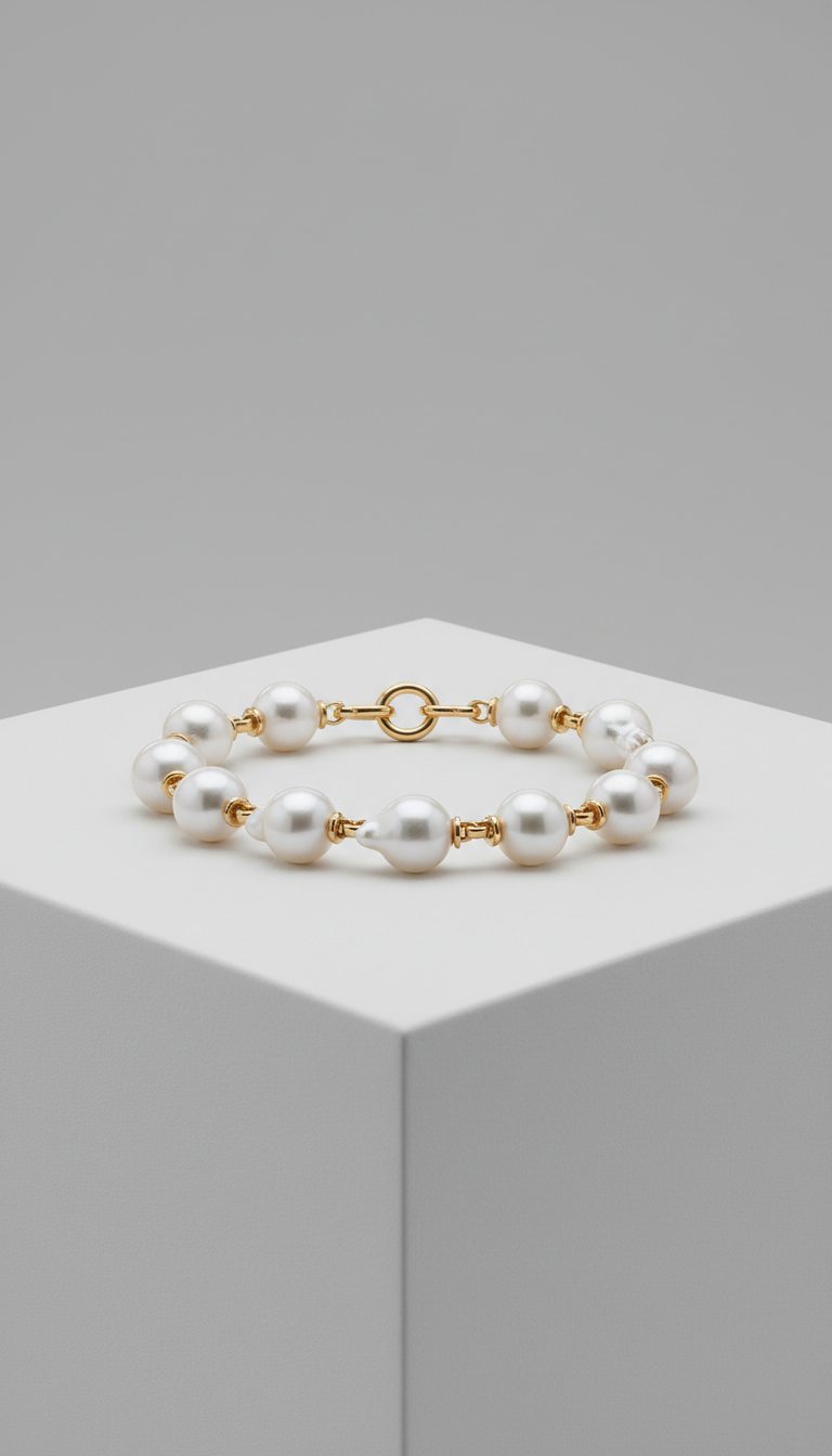 18k Gold Natural Pearl Bracelet