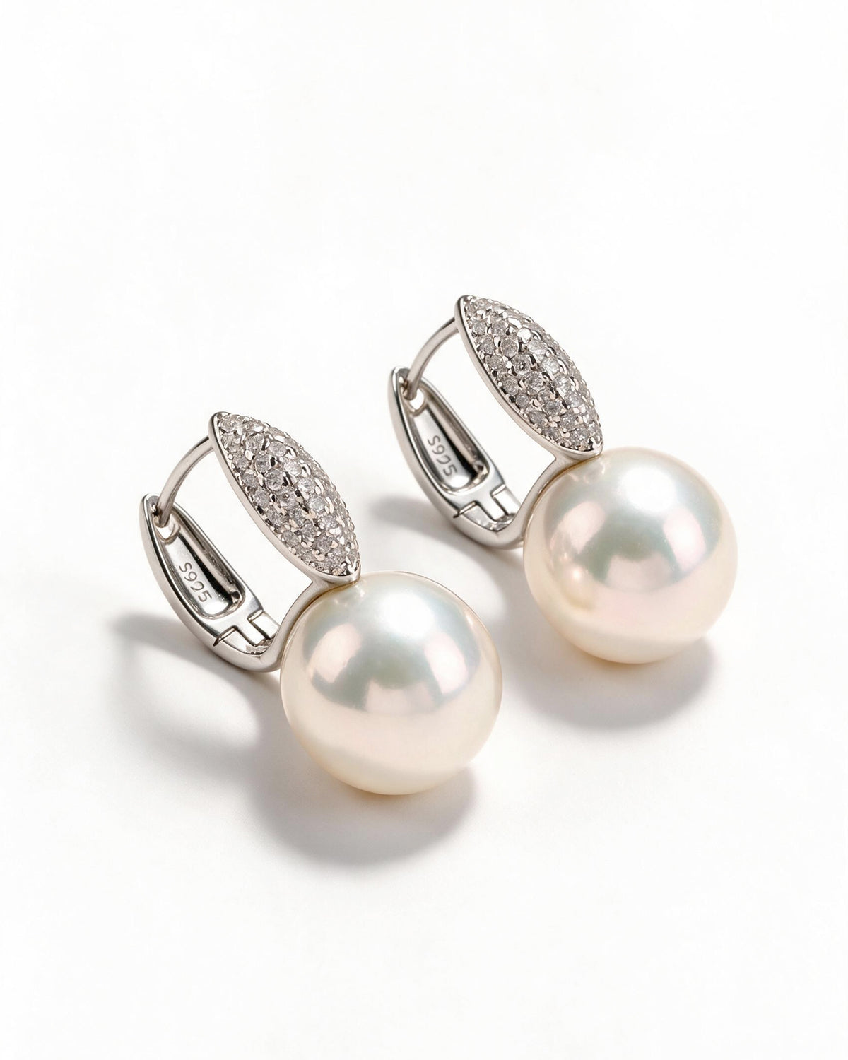 Noëlle White Pearl Hoop Earrings