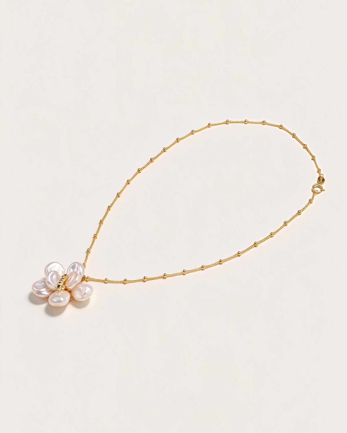 Delphine Handcrafted Keshi Pearl Flower Necklace