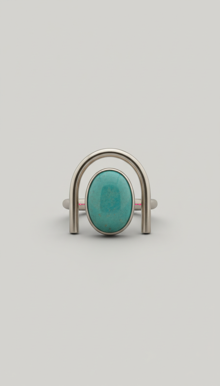 Artisan Arch Ring with Teal Semi-Precious Stone