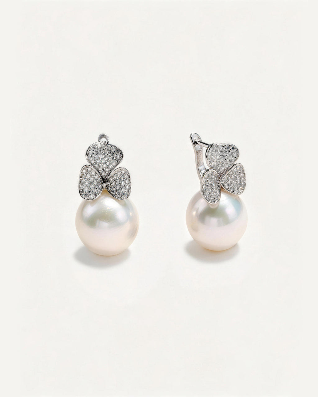Charlotte Clover Natural White Pearl Drop Earrings