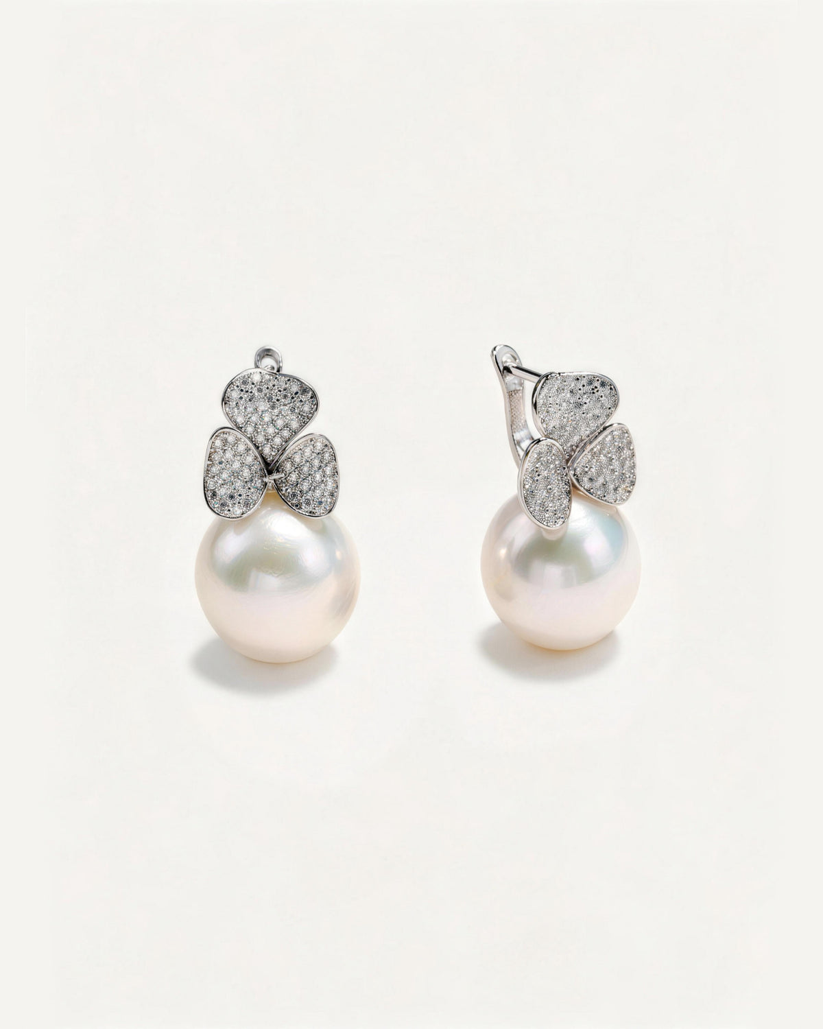 Charlotte Clover Natural White Pearl Drop Earrings